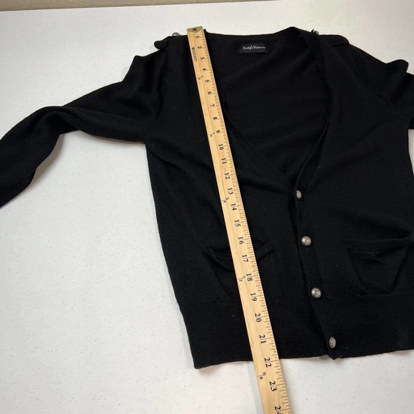 Zadig & Voltaire Womens Canelle Cardigan Sz Small Black Button Front Merino Wool - Picture 11 of 12